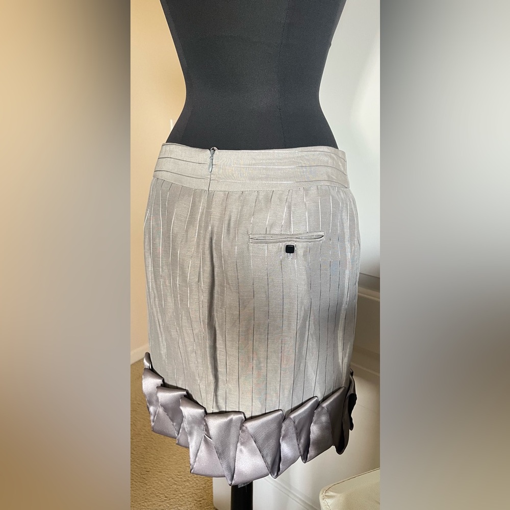 Vintage Emporio Armani Pinstripe Skirt Suit Set – Ruffle Trim IT 42/40 - Picture 6 of 11